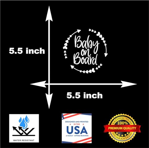 Baby On Board Vinyl Car Sticker - White Decal for Cars, Trucks, Vans & Walls | 5.5 x 5.5 inches