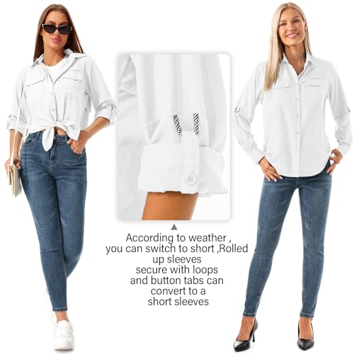 Women's Safari Long Sleeve Sun Protection Shirt - Large White