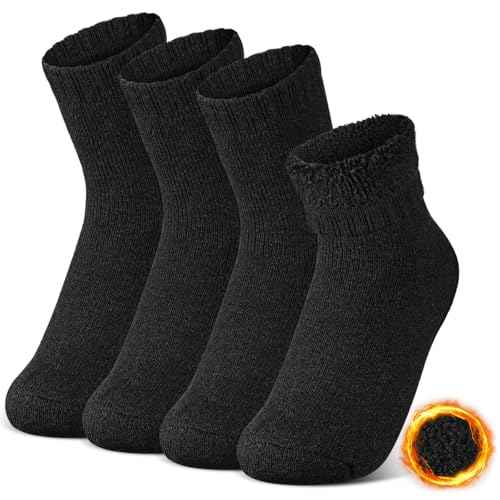 Sintege 2 Pairs Winter Thermal Fuzzy Socks Heated Thick Insulated Socks Men Women for Ski Hiking