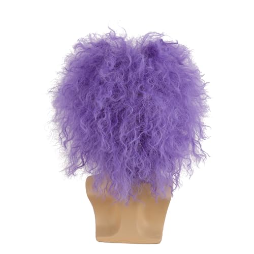 QACCF Purple Culry Fluffy Men Women Lavender Goggle Halloween Costume Cosplay Wig (Two Eyes Set)