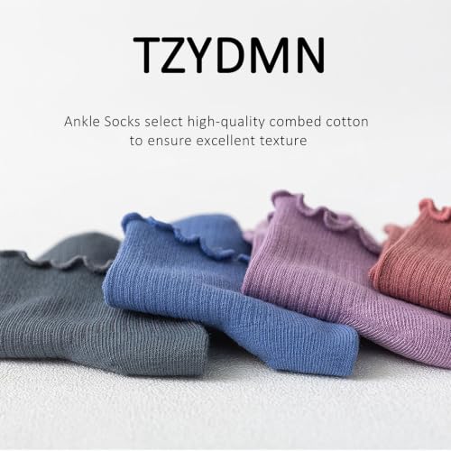Women Ruffle Socks 3 Pack - Light Blue Breathable Ankle Socks for Girls