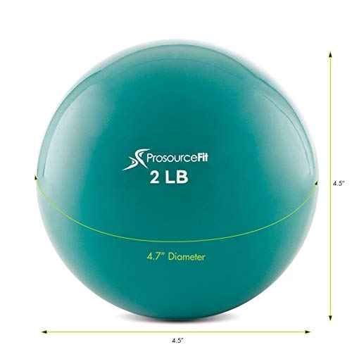 ProsourceFit Weighted Toning Exercise Balls for Pilates, Yoga, Strength Training and Physical Therapy, 2 lb to 8 lb, Color Coded