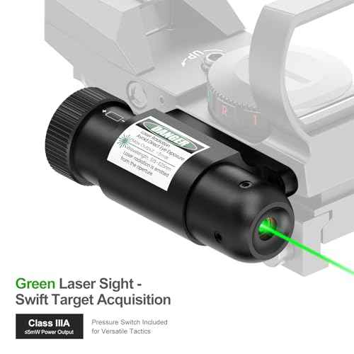 Feyachi Reflex Sight - 4 Reticle Red & Green Dot Sight Optics with Integrated Red/Green Laser Sight Less Than 5mW Output