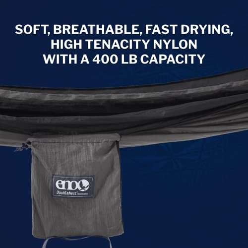 ENO Bundle, Includes The SingleNest Hammock & Atlas Suspension System, Lightweight, Durable Hammock with Straps for Camping, Hiking & Travel, Charcoal/Black