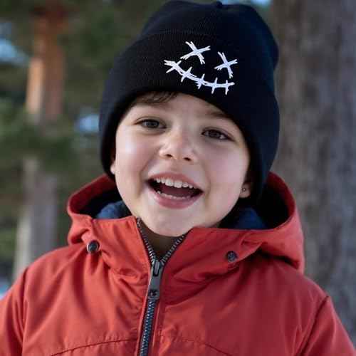 Fashion Beanie for Men Beanies Women,Warm Winter Hats for Men Embroidery Unisex Knit Hat Skull Cap(Black1)