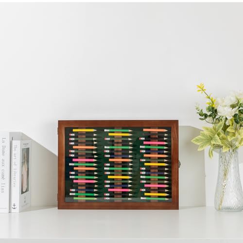 Golf Pencil Display Case with Wooden Frame for 51 Pencils - Wall Mount or Tabletop