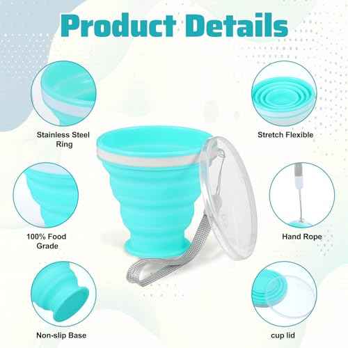 3 Pack Collapsible Cups for Traveling,Collapsible Travel Cup,Portable Reusable Silicone Drinking Folding Cup Set with Lid for Outdoor Adventures,Camping, Hiking, and Daily Use