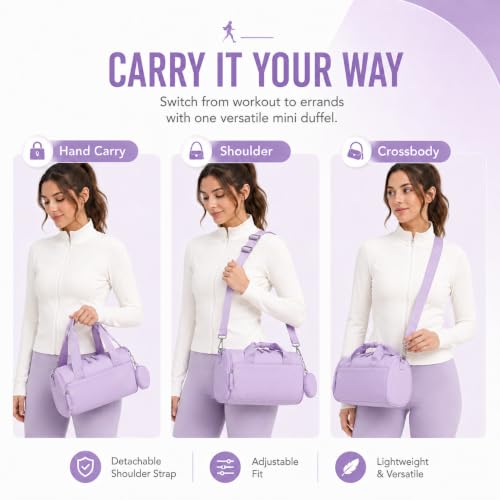 Mini Gym Bag for Women - Small Water-Resistant Duffle with Wet Pocket & Coin Purse
