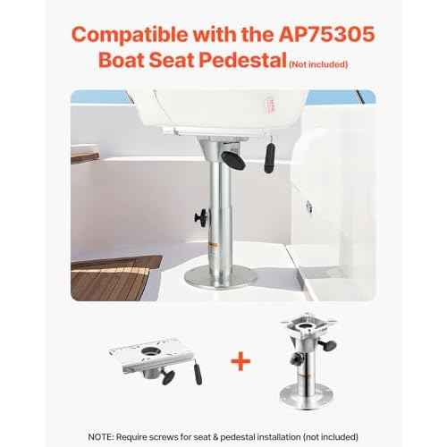 VEVOR Boat Seat Pedestal, Forward & Backward Sliding Adjustment, Aluminum Alloy Boat Chair Base with Slide, 5-inch Sliding Travel, Waterproof & Rust-resistant, Fit 2-7/8 Inch Diameter Pedestal Post