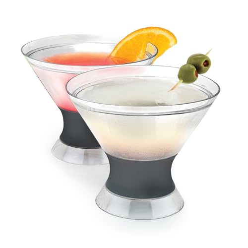 Gray Set of 2 Insulated Martini Cooling Cups - Double Wall Chill Glasses