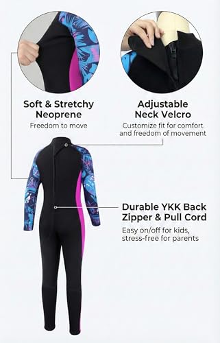 Kids Wetsuit 2.5mm Neoprene Wetsuit for Swimming Surfing - Purple, Size 10