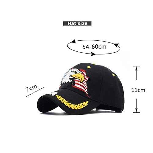 American USA-Flag-Cap Eagles-Trucker-Hat for Women Men Adjustable Caps Patriotic Hat Printing Baseball Cap Black