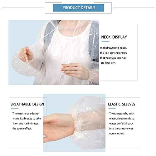 Disposable Rain Ponchos for Adults 10 and 4 Pack Extra Thicker Emergency Ponchos