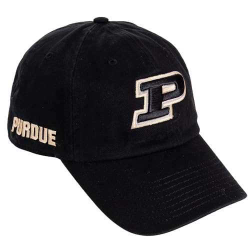Black Embroidered Baseball Hat with Purdue University Logo