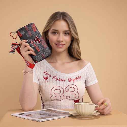 Montana West X NCAA Women's Wallet Sport Wristlet Long Designer Clutch with Keychain, Large Capacity Card Phone Holder