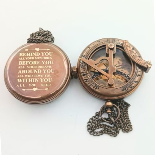 Vintage Brass Nautical Compass with Leather Case - Handcrafted Gift for Men