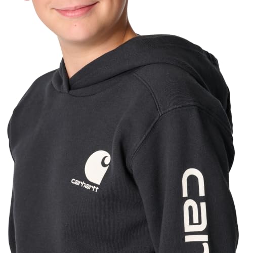 Carhartt Boys Long Sleeve Hooded Sweatshirt - Large Caviar Black