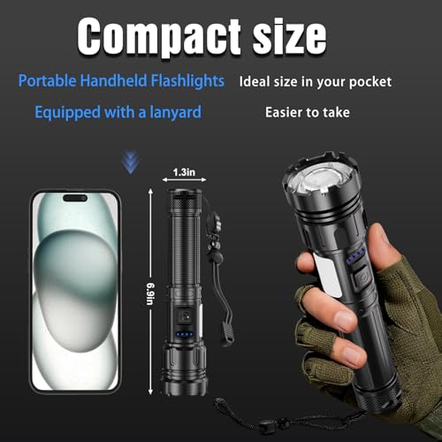 Led Flashlight Super Bright Flashlights Rechargeable High Lumens Torch 5 Modes Zoomable Waterproof for Camping Kids Adults Outdoor Hiking Emergency (L377-1pack)