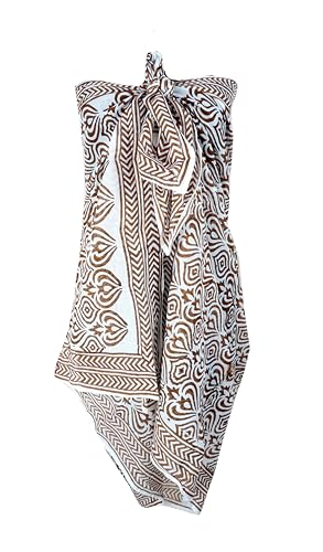 Brown 44x74 Cotton Sarong Wrap Cover-Up for Women - Beach & Resort Wear