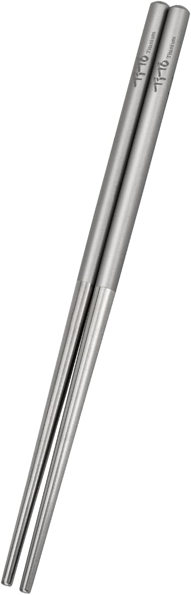 TiTo Solid Titanium Chopsticks for Camping Picnic and Hiking Reusable Lightweight Outdoor Tableware 1 Pairs (6x160mm)