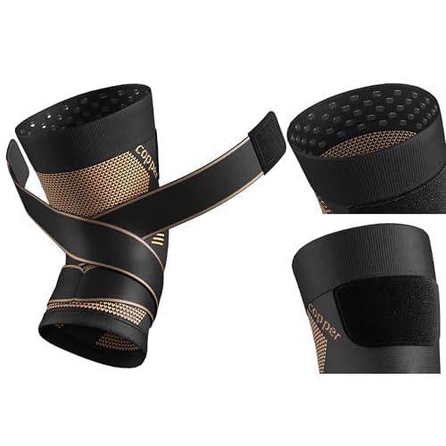 NEENCA Copper Knee Brace with Straps for Women/Men, Knee Compression Sleeve for Knee Pain, Arthritis, ACL, Meniscus Tear, Joint Pain Relief. Knee Support for Running, Workout, Weightlifting - Single