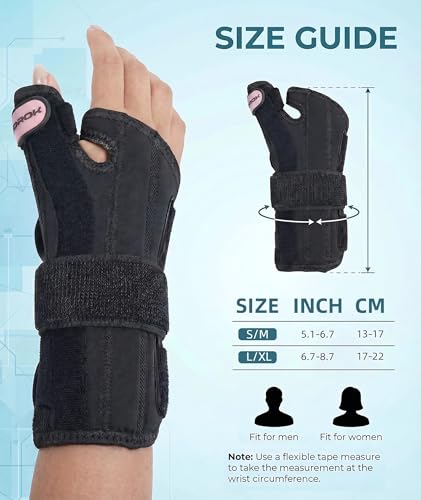 Adjustable Wrist Support Brace for Left/Right Hand - Pink, Small/Medium, Day & Night Relief for De Quervain's Tendonitis Carpal Tunnel