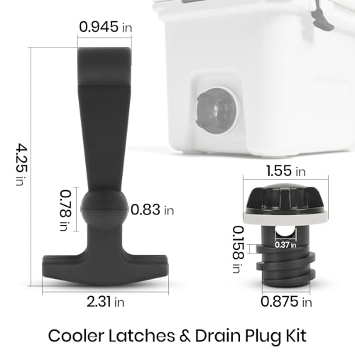 Upgraded Cooler Latches & Drain Plug Kit - Durable Rubber, Compatible with Yeti Roadie, Tundra, Tank, and RTIC