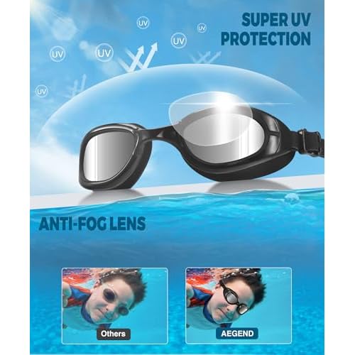 Aegend Kids Swim Goggles, Polarized Swimming Goggles for Age 6-11 Boys, Girls, Anti-Fog Anti-Uv Water Pool Goggles