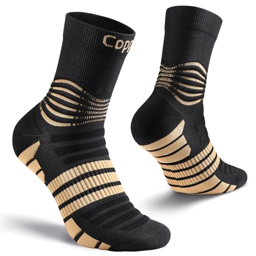 NEENCA Professional Copper Compression Socks, Medical Ankle Support Socks for Injuries Recovery & Pain Relief, Women & Men Circulation, Swelling, Runner, Travel, Pregnancy, Flying?1 Pair, 20-30 mmHg