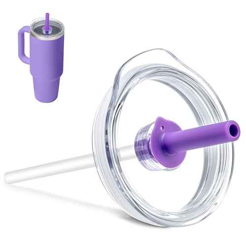 Replacement Tumbler Lid for Hydro Flask 32 40oz Travel Tumblers, Press-In Tumbler Lid with Straw for Hydro Flask 32oz 40oz All Around Tumblers(Purple)
