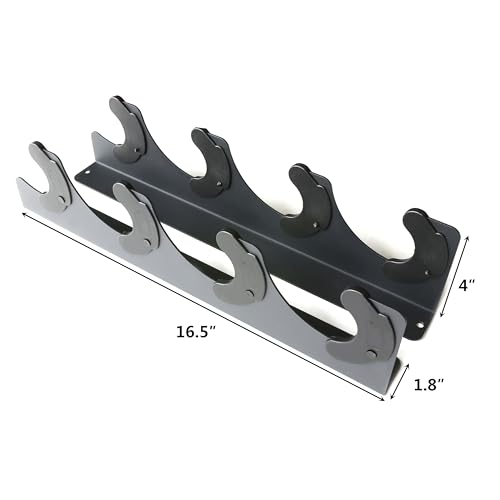 Wall Mount Barbell Rack with 4 Hooks - Heavy Duty Vertical Weight Bar Holder for Gym