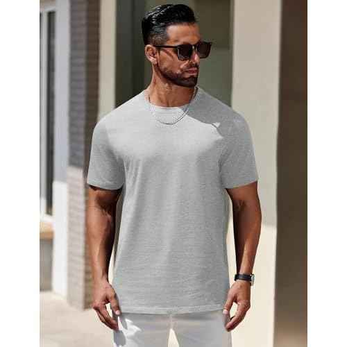 COOFANDY Mens T-Shirts 100% Cotton Premium Short Sleeve Shirt Crew Neck Basic Tshirt