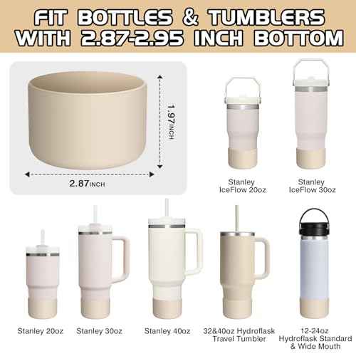 WUQID Silicone Boot Sleeve Compatible with Hydro Flask Travel Tumbler with Handle 32oz&40oz and 12-24oz Hydroflask Bottle & Stanley 20 30 40oz Tumbler, Fit 2.83-2.95in Bottom, Anti-Slip Bottle Cover