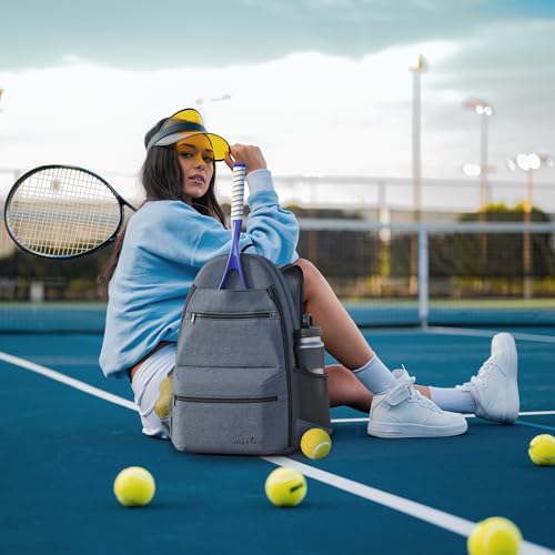 Athletico City Tennis Bag Gray - Padded Racket Compartment & Large Storage
