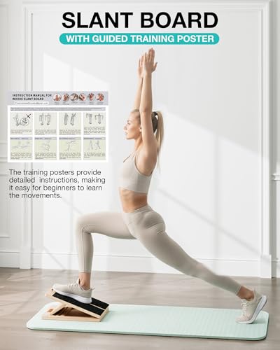 Wood Slant Board for Calf Stretching - Adjustable Incline Wedge for Exercise and Therapy