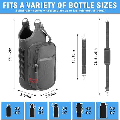 Magnetic Gym Bag Designed for 32oz/50oz Bottles with 10 Built-in Super Strong Magnets, Gym Magnetic Water Bottle Carrier Workout Pouch, with Phone Pockets & Handle Shoulder Strap, Fits for YETI Owala