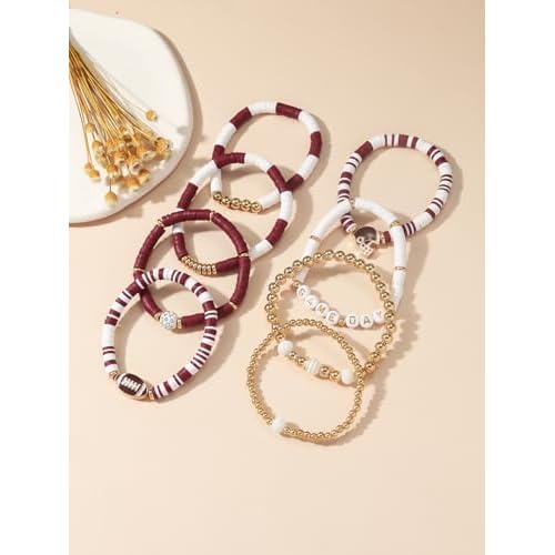 Artlunar Game Day Football Charm Bracelet: Stackable Sports Jewelry for Moms & Dads - Perfect for Football Fans