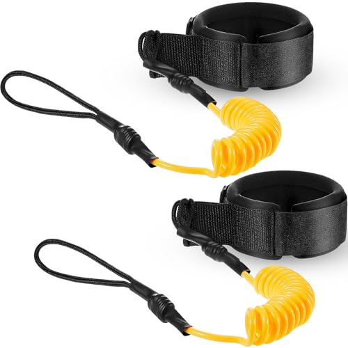 2 Pack Surfboard Leash Coiled Rope for Paddle Boards - Yellow