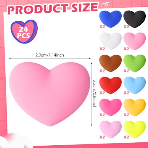 Heart Shaped Tennis Vibration Dampeners 24 Pack - Colorful Racket Accessories