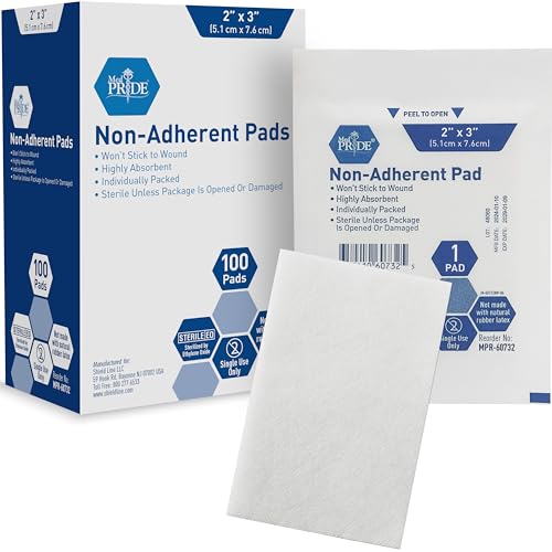 Sterile Non-Adherent Wound Pads 2x3 Inch - Pack of 100, Painless & Highly Absorbent