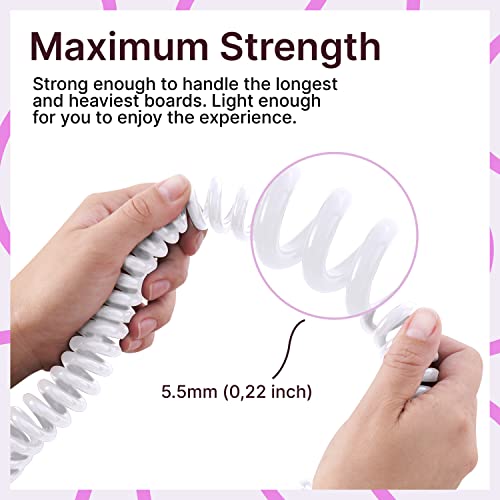 BPS Ultralite 10ft Coiled SUP Leash White - Paddleboard Ankle Leash with Quick Release