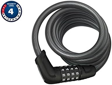 ABUS 6 Series Combo Coil Cable Lock, Black, 185cm/12mm