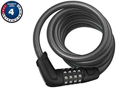 ABUS 6 Series 12mm x 185cm Combo Coil Cable Lock - Secure Black Bicycle Lock