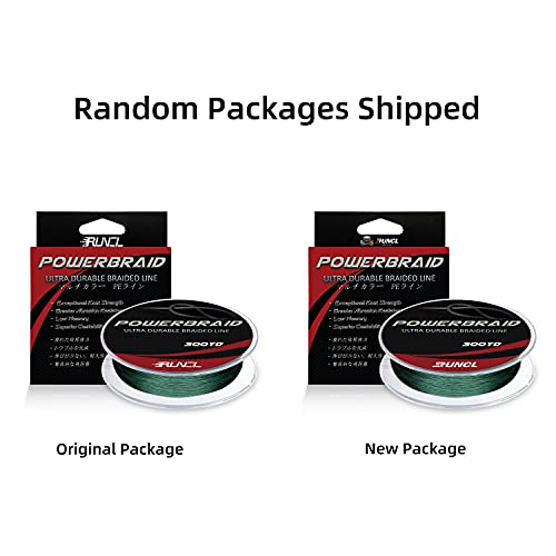 RUNCL PowerBraid Braided Fishing Line 40lb 300yd Moss Green Seamless Weaving