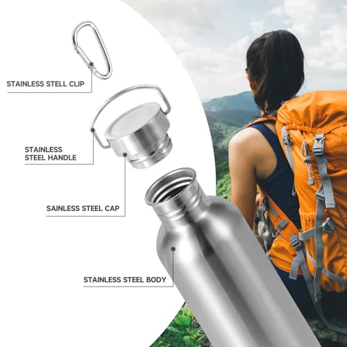 Uninsulated 32oz Stainless Steel Water Bottle with Handle - Silver