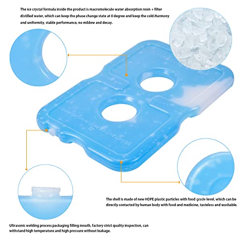 Reusable Slim Ice Pack Brick 2 Hole Freezer Cooler Set - Long Lasting