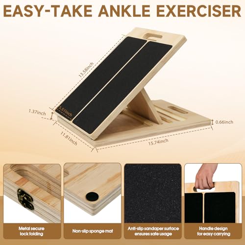 Adjustable Wooden Slant Board for Calf Stretching and Balance Training
