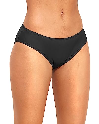 Women Bikini Bottom Full Coverage Swimsuit Bottoms Small Black - Tempt Me