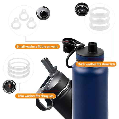CoguZed 3 Sets of 9 Silicone Gaskets for Thermoflask & Takeya Lids Water Bottle Replacement, Perfect for Straw Lid, Chug Lid & Spout