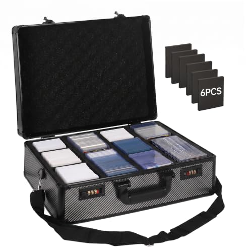 Trading Card Storage Box with 4 Rows and Carbon Fiber Finish - L Size